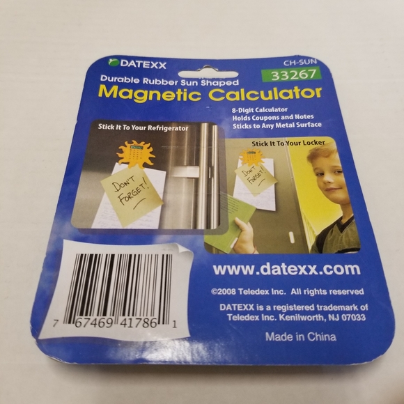 Datexx Y2K Vintage Rare Yellow Magnetic Rubber Sun Shaped Calculator 33267 New - Picture 9 of 9